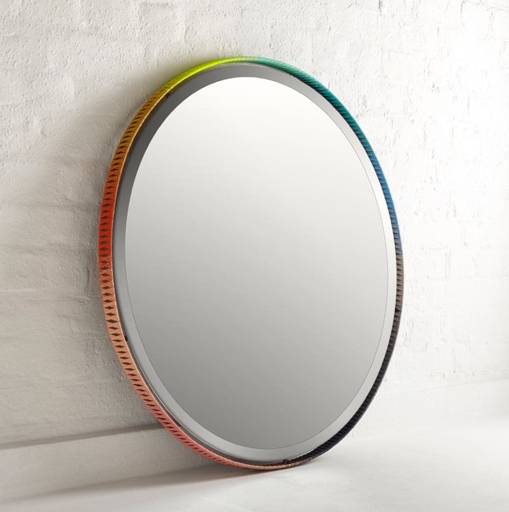 Colour Wheels mirror by Aimee Betts with John Johns at The New Craftsmen, Gareth Hacker Photography 