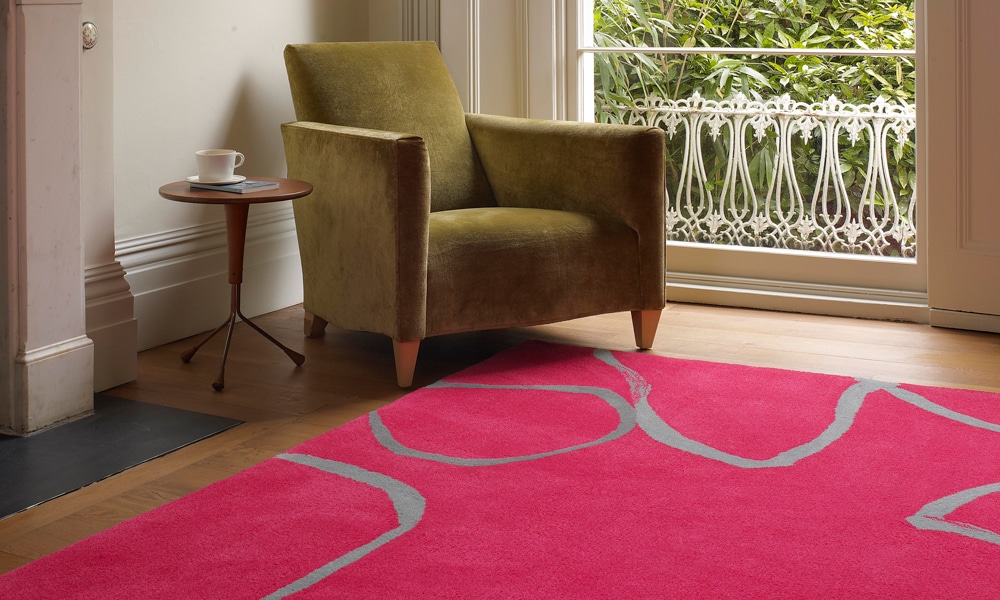 Force Cerise, hand-tufted in the UK from 100% new wool