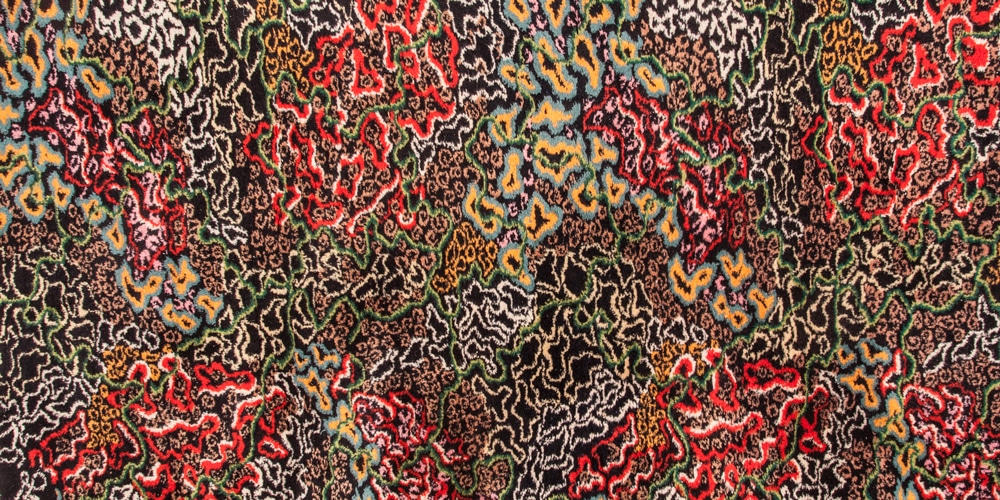 Signed and titled Sabir Tasi (Patience Stone) rug (detail) by Zeki Müren