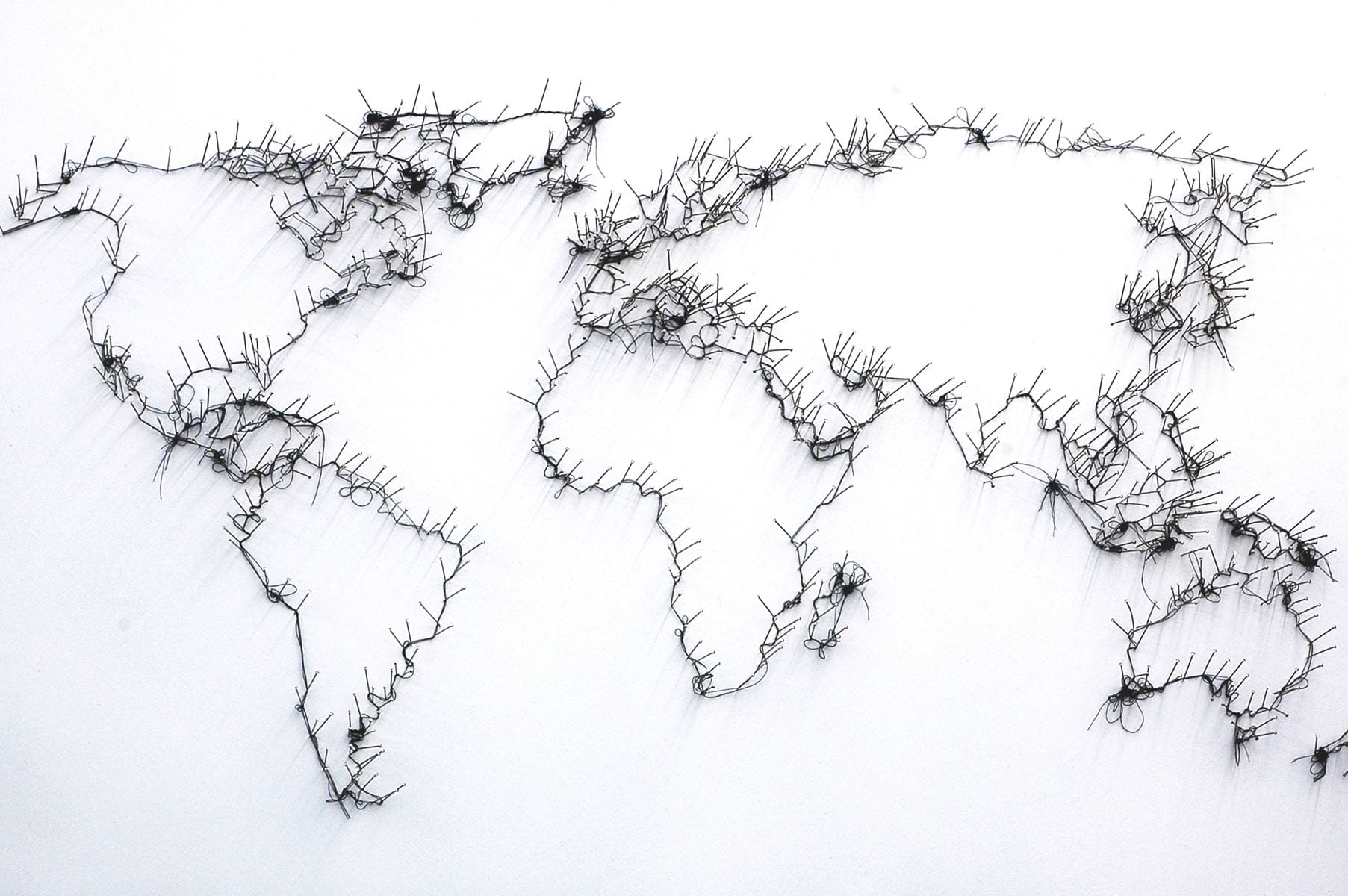  Debbie Smyth, World Map,      Thread & Pins, 50x80cm