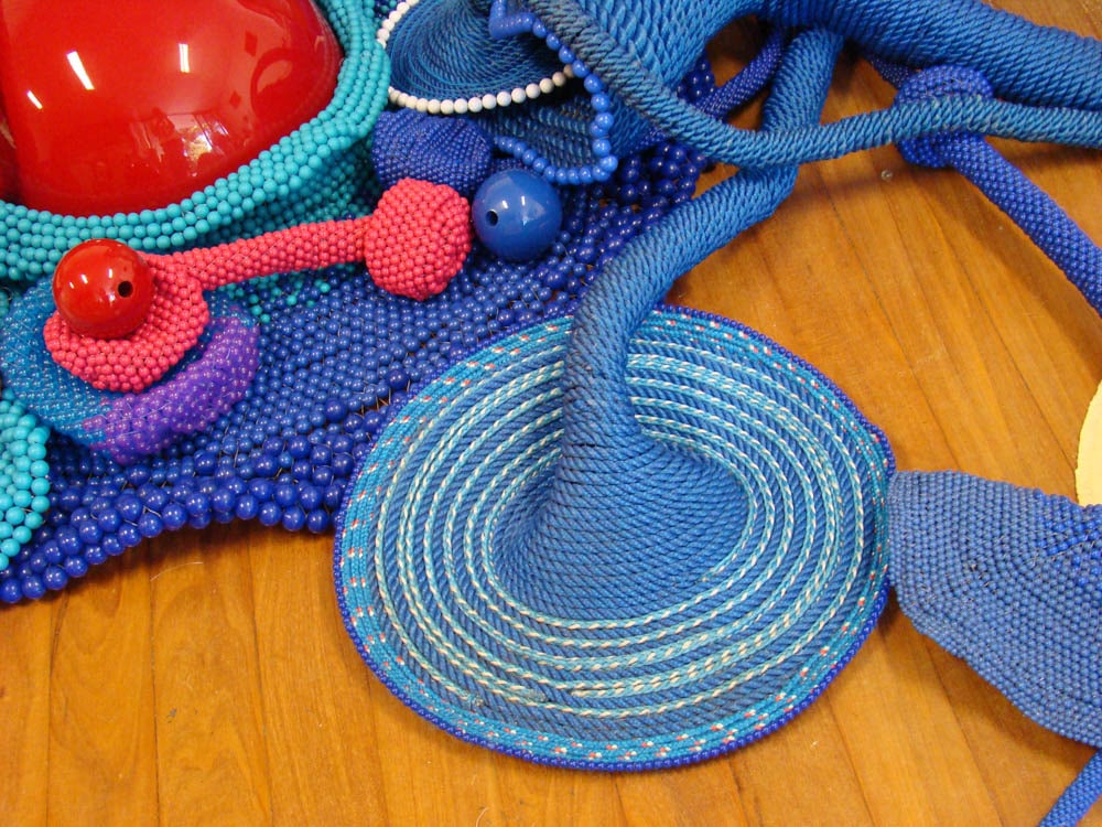Untitled, 2010, Maria Nepomuceno, Synthetic plastic rope, sisal rope; colored plastic beads; terracota beads and containers; glass fiber and resin pieces; braided, dyed, and natural "palha de carnauba" (carnauba hay), Courtesy of the Tiroche DeLeon Collection and Art Vantage PCC Limited