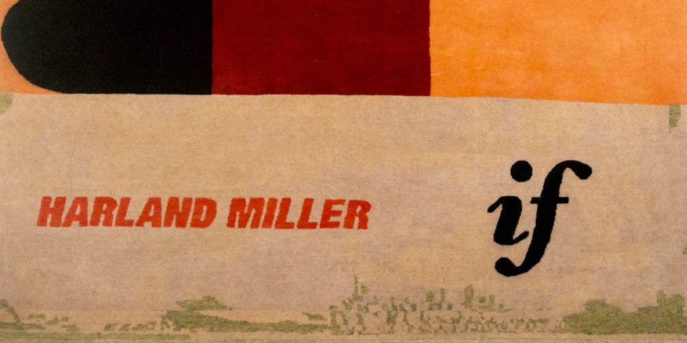 Detail of rug designed by Harland Miller, hand-knotted in hand-spun wool and silk by Christopher Farr for Tomorrow’s Tigers