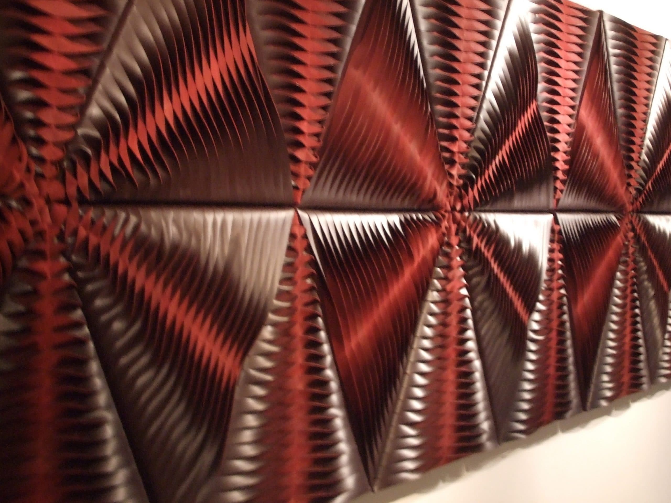 "Leaf" wool and leather acoustic wall panel by Anne 