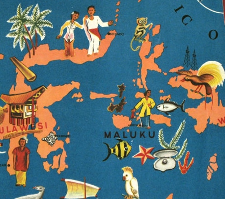 Detail of circa 1950s ndonesian Council for Tourism map