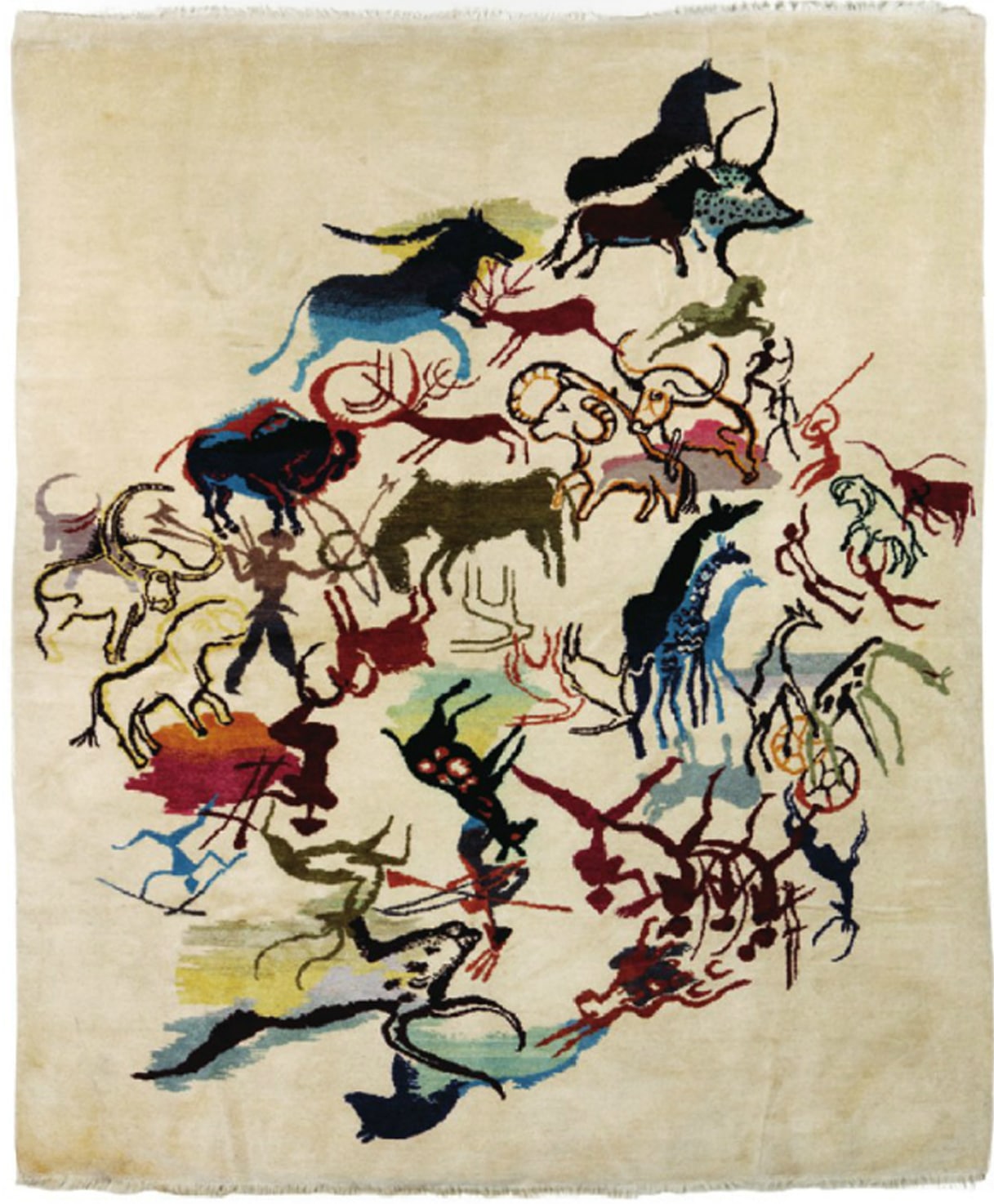 Olga Fisch, Lascaux Cave inspired, 1950s wool rug
