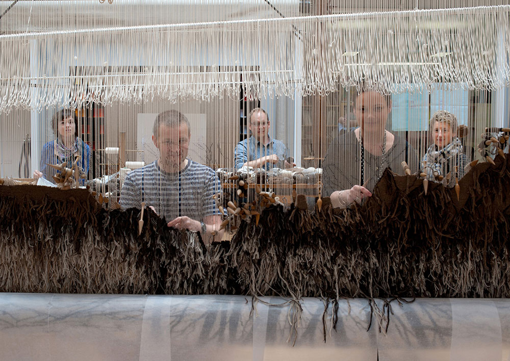 Fleece to Fibre at The Fleming Collection, weavers Freya Sewell, David Cochrane, Jonathan Cleaver, Naomi Robertson, Emily Fogarty and Alicia Bruce at Dovecot Studios