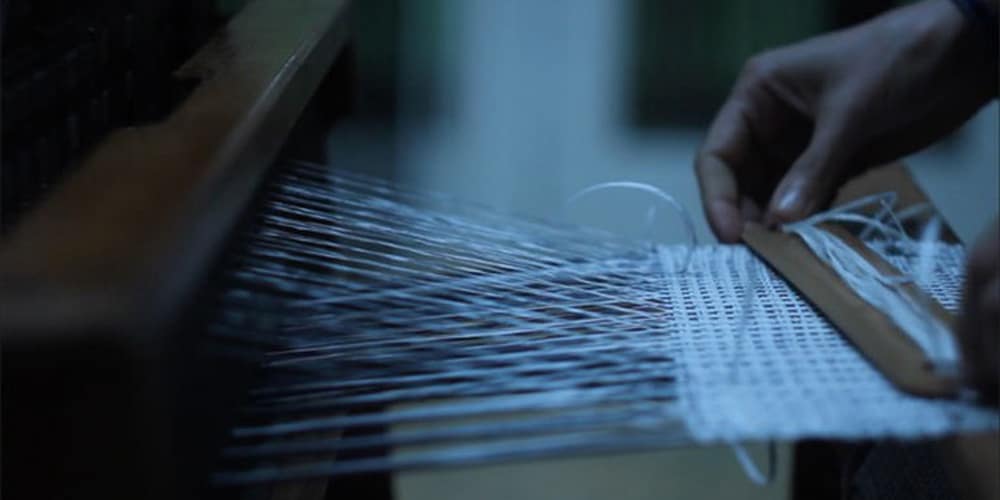 Warping, Threading, Weaving, Drawing (Digital video 13 min 02 sec), Simon Barker, 'You can go anywhere from anywhere', project78gallery, St Leonards on Sea